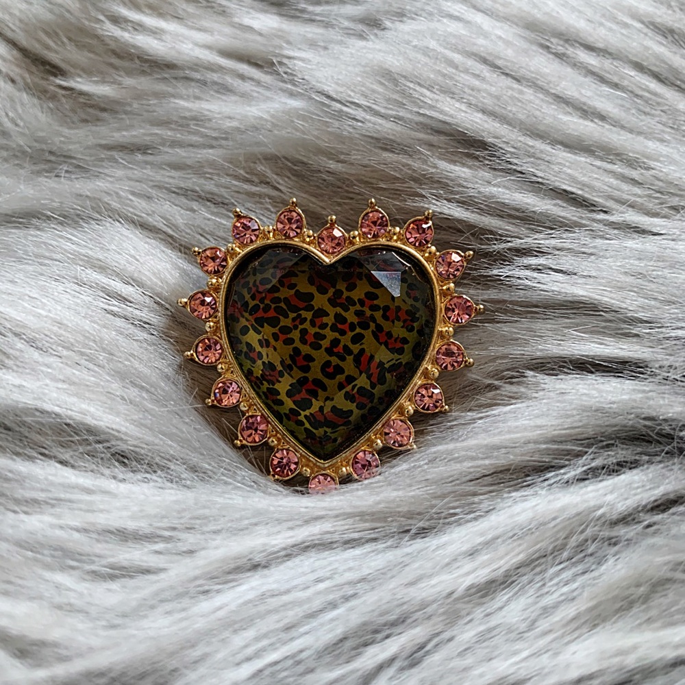 Betsey Johnson Leopard Heart Cocktail Ring
